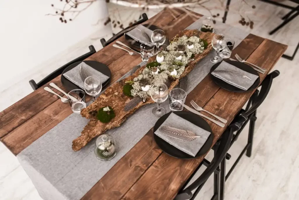 Mesa de madeira rústica para sala de jantar