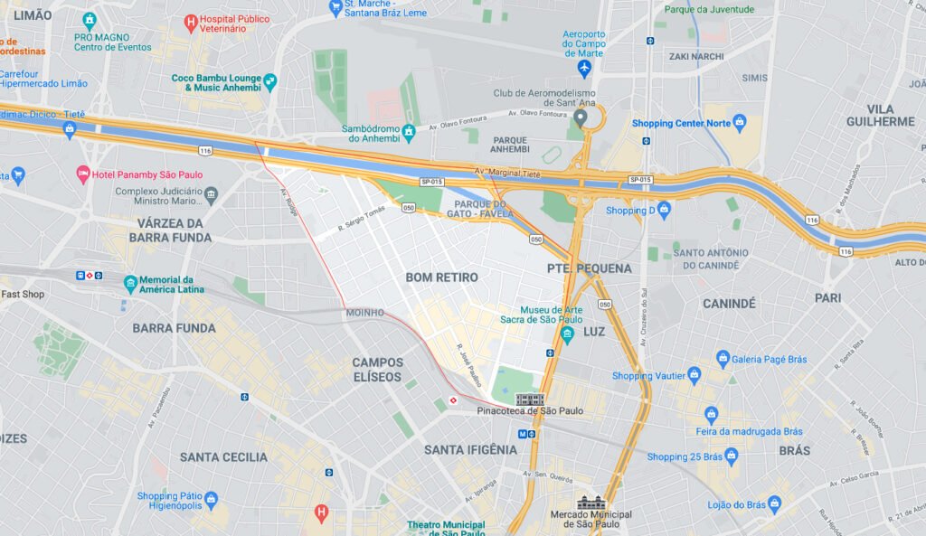 Mapa do Bairro Bom Retiro em São Paulo