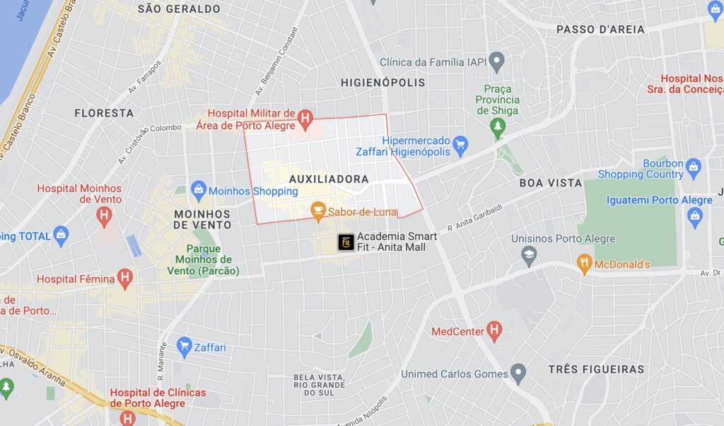 Mapa do Bairro Auxiliadora em Porto Alegre