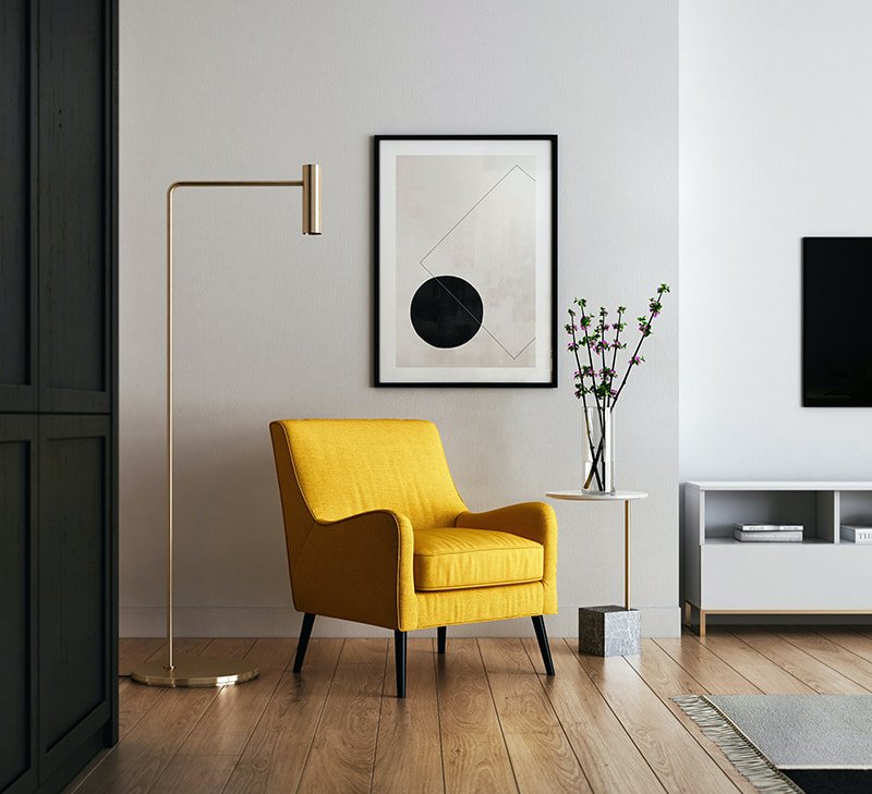 cadeira amarela quadro decoração