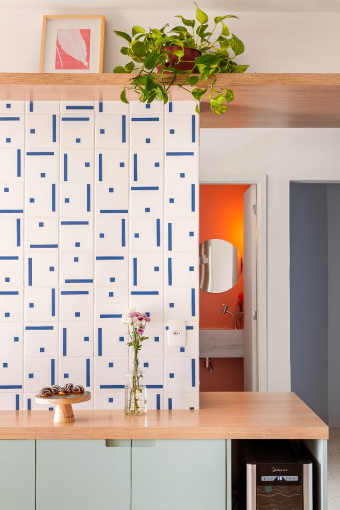 cozinha azulejo lavabo parede laranja