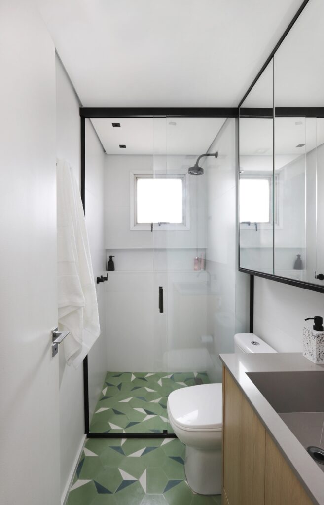 banheiro ladrilho hidraulico verde piso box branco