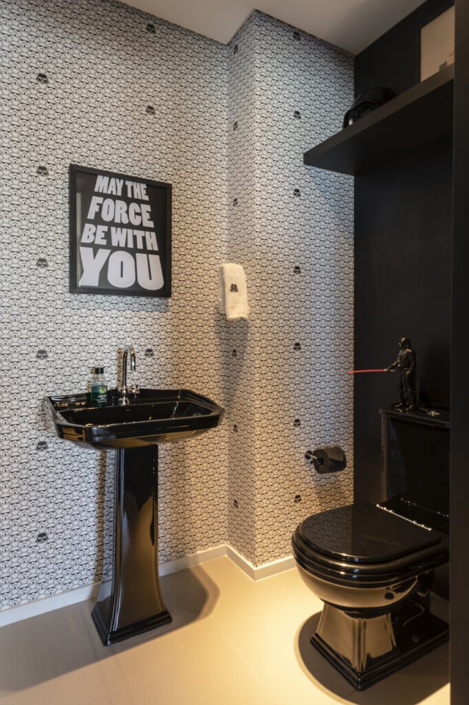 lavabo star wars preto branco geek papel de parede
