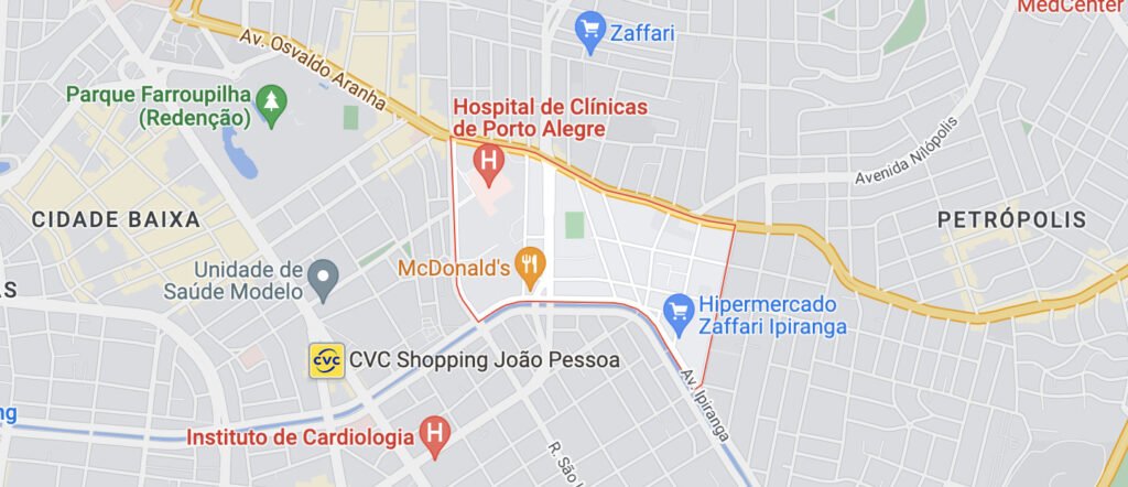 Onde fica Santa Cecília? Acima, um print do Google Maps localiza o bairro em Porto Alegre