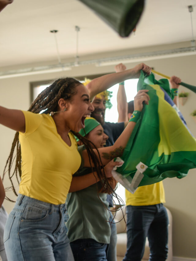 Brazil fans celebrating goal