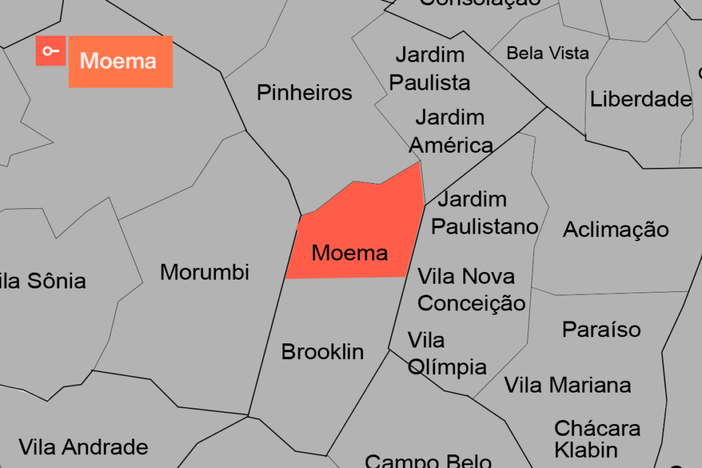 Mapa de Moema e bairros próximos