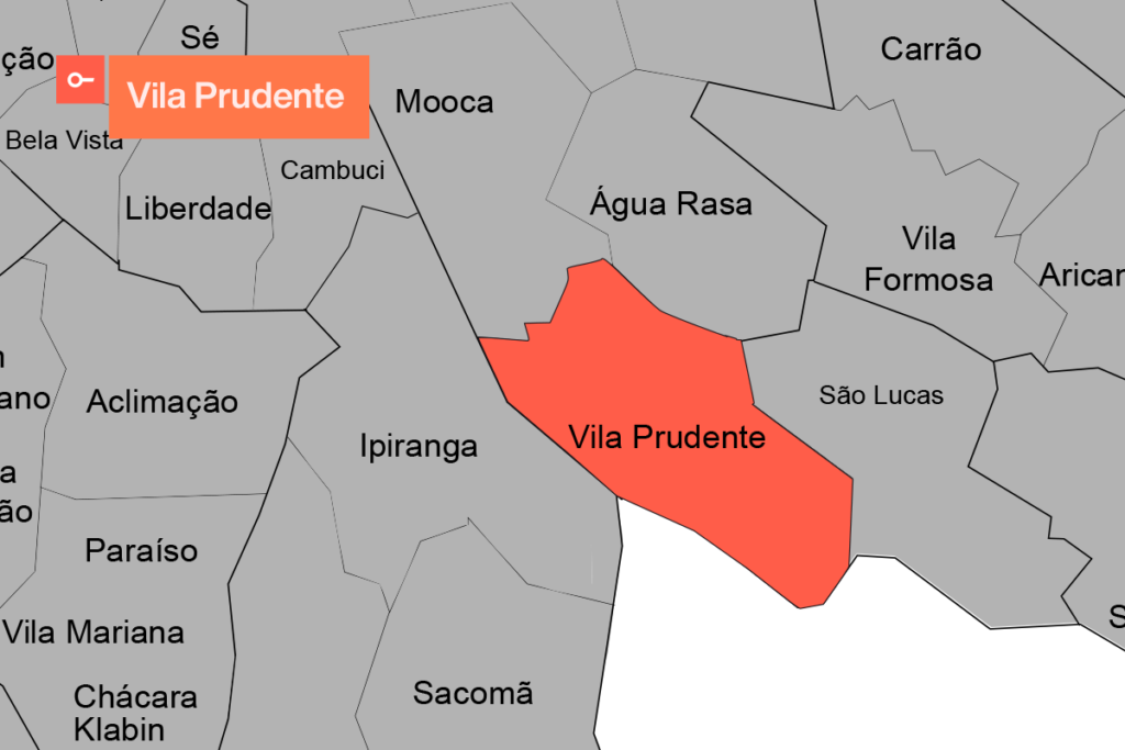 Mapa da Vila Prudente e bairros próximos