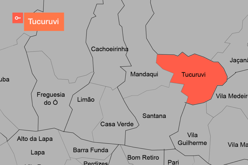 Mapa do Tucuruvi e bairros próximos da Zona Norte de São Paulo