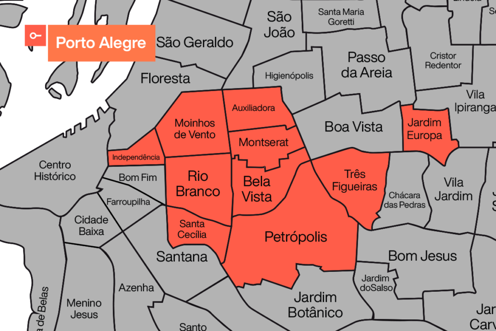 Melhores bairros de Porto Alegre (RS) para morar: Petrópolis, Santa Cecília, Rio Branco, Bela Vista, Três Figueiras, Jardim Europa, Auxiliadora, Moinhos de Vento, Independência, Montserrat.