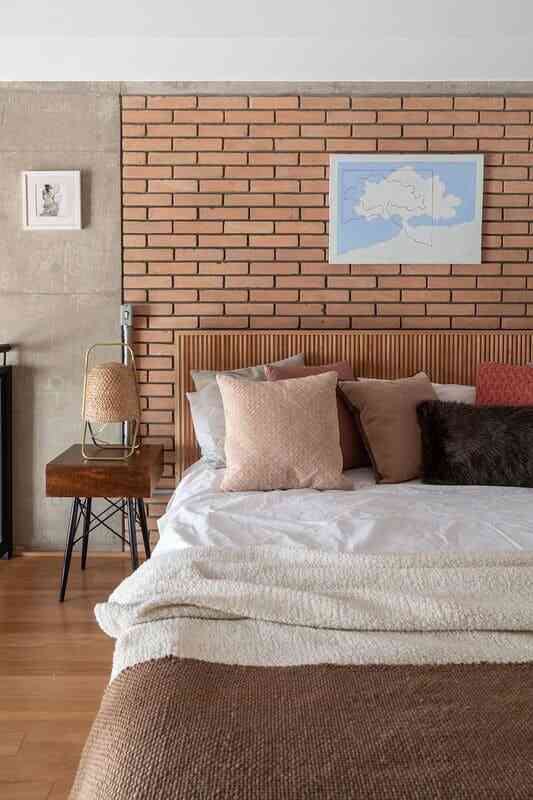 Tijolo Terracota no quarto - Foto: H2C-Arquitetura